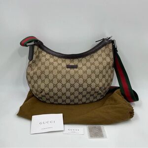 GUCCI GG Canvas Sherry line Half Moon Crossbody Bag Brown Women unused